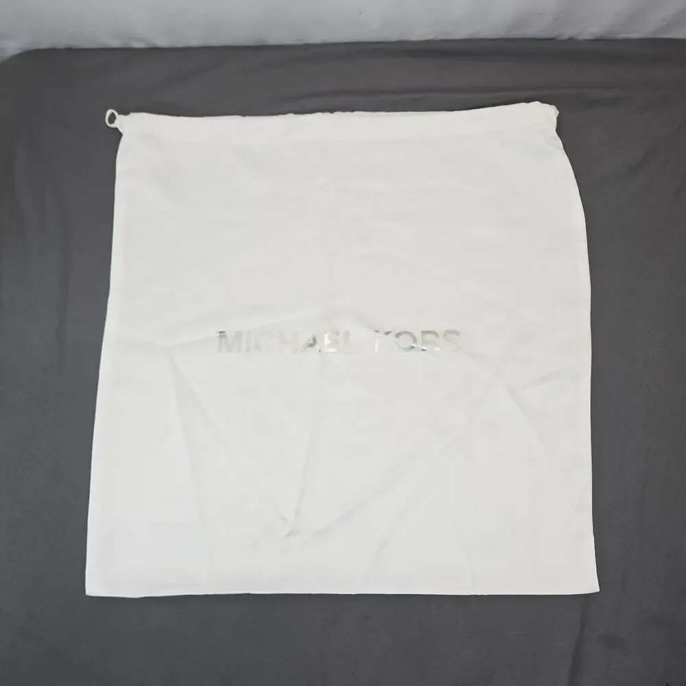 Michael Kors Drawstring Dust Bag White Satin Silver Logo Storage Pouch 18x19